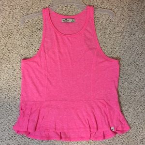 Hollister neon pink racer back peplum tank top